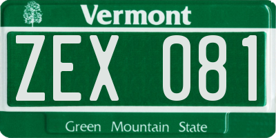 VT license plate ZEX081