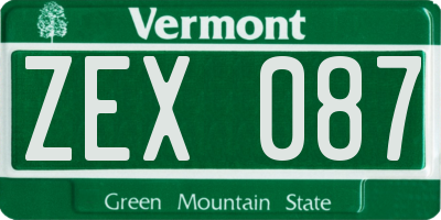 VT license plate ZEX087