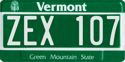VT license plate ZEX107