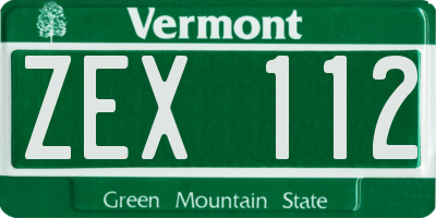VT license plate ZEX112