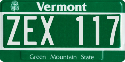 VT license plate ZEX117
