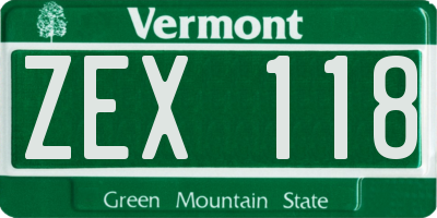 VT license plate ZEX118