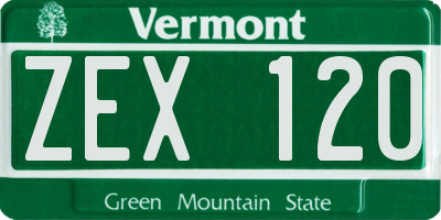 VT license plate ZEX120