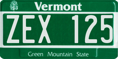 VT license plate ZEX125