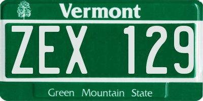 VT license plate ZEX129