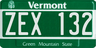 VT license plate ZEX132