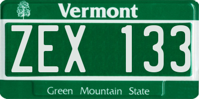 VT license plate ZEX133