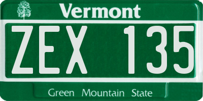 VT license plate ZEX135