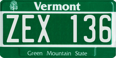 VT license plate ZEX136