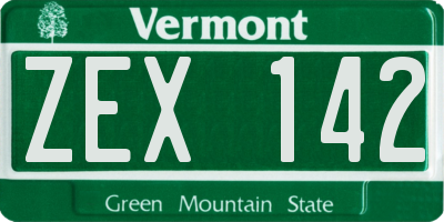 VT license plate ZEX142