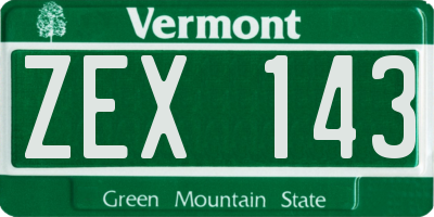 VT license plate ZEX143