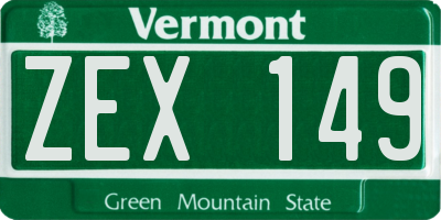 VT license plate ZEX149