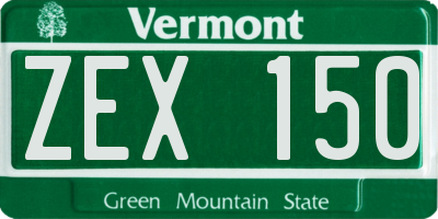 VT license plate ZEX150