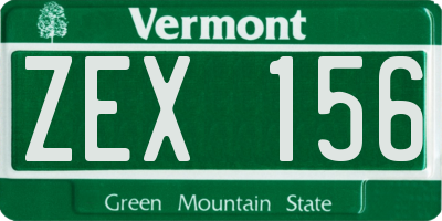 VT license plate ZEX156