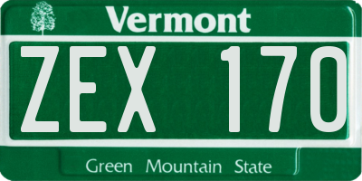 VT license plate ZEX170