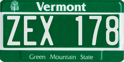 VT license plate ZEX178