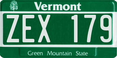 VT license plate ZEX179