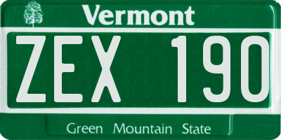 VT license plate ZEX190