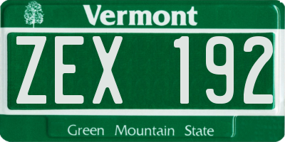 VT license plate ZEX192