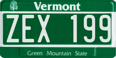 VT license plate ZEX199