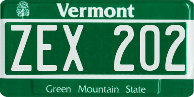 VT license plate ZEX202