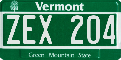 VT license plate ZEX204