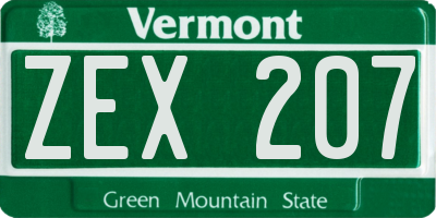 VT license plate ZEX207