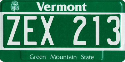 VT license plate ZEX213