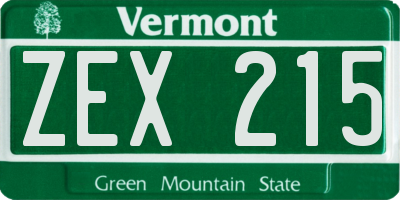 VT license plate ZEX215