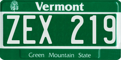 VT license plate ZEX219