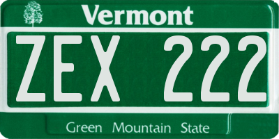 VT license plate ZEX222