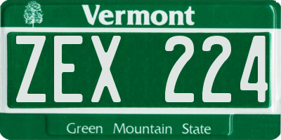 VT license plate ZEX224