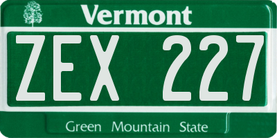 VT license plate ZEX227