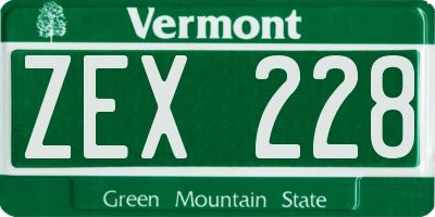 VT license plate ZEX228