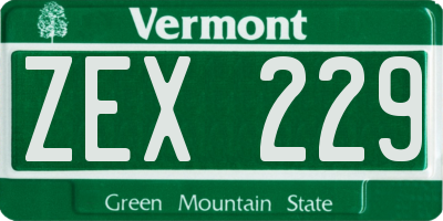 VT license plate ZEX229
