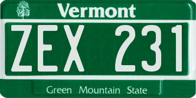 VT license plate ZEX231