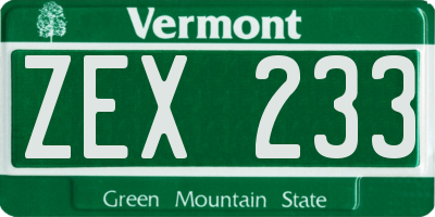 VT license plate ZEX233