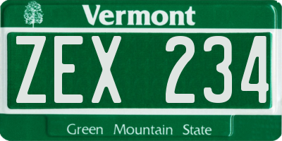 VT license plate ZEX234
