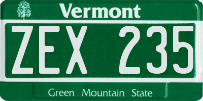 VT license plate ZEX235