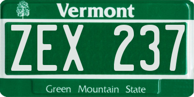 VT license plate ZEX237