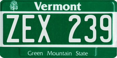 VT license plate ZEX239