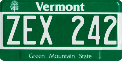 VT license plate ZEX242