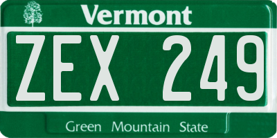 VT license plate ZEX249