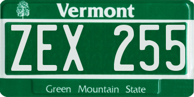 VT license plate ZEX255