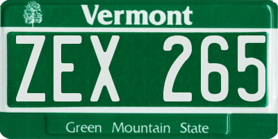 VT license plate ZEX265