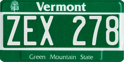 VT license plate ZEX278