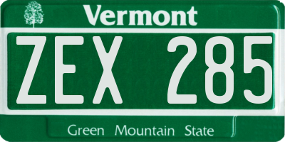 VT license plate ZEX285