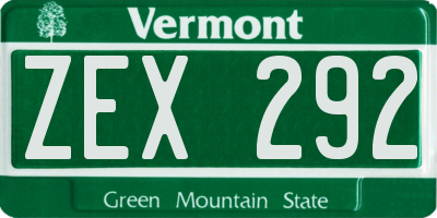 VT license plate ZEX292