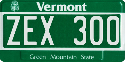 VT license plate ZEX300