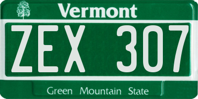VT license plate ZEX307